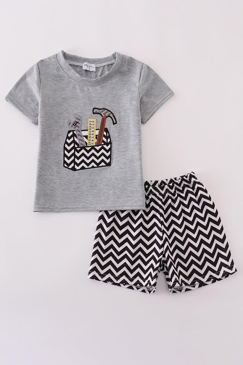 Blue gingham boy shorts set Product Image