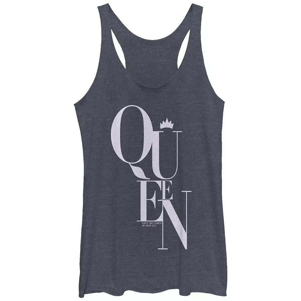 Disney Villains Snow White Evil Queen Whos The Fairest Of Them All Juniors Tri-Blend Racerback Tank Top, Girls Navy Grey Product Image