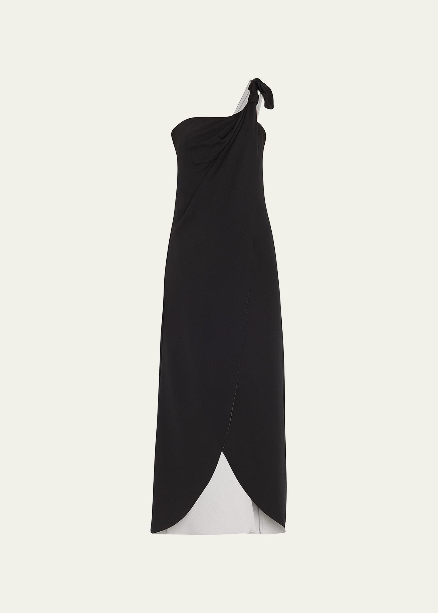 Bow One-Shoulder Silk Gown Product Image