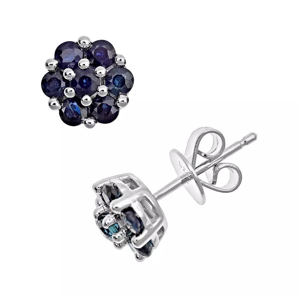 Celebration Gems Sterling Silver Blue Sapphire Cluster Stud Earrings, Women's, Multicolor Product Image