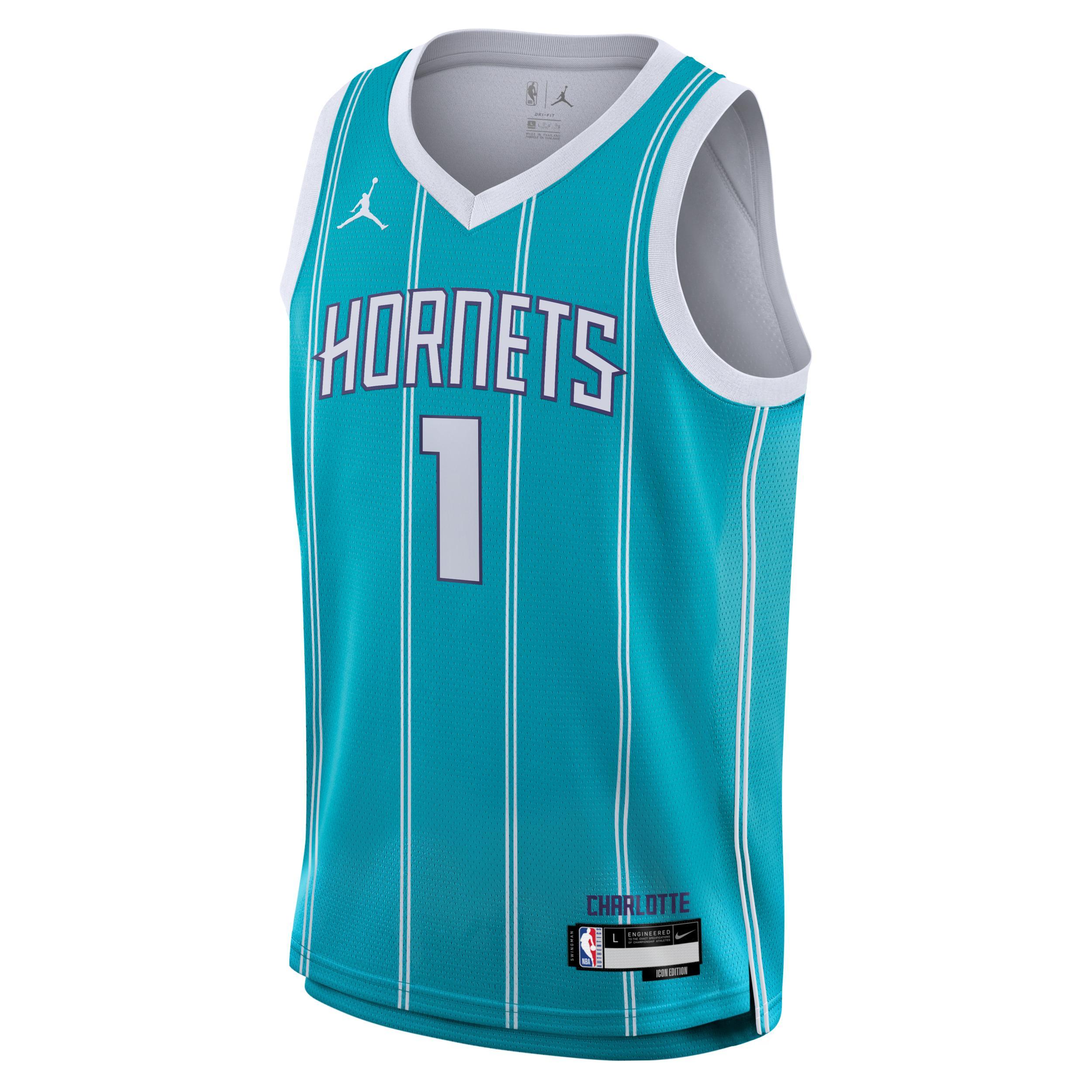 Youth Nike LaMelo Ball Teal Charlotte Hornets Swingman Jersey - Icon Edition, Boy's, Size: YTH Small, Chr Blue Product Image