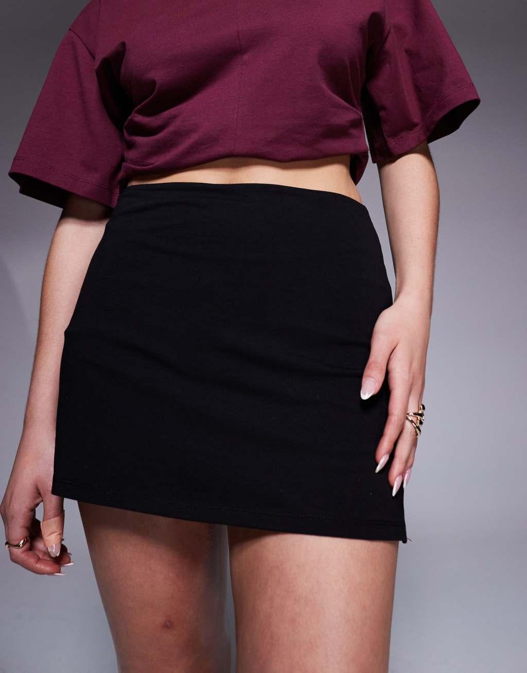ASOS DESIGN jersey mini skort in black Product Image