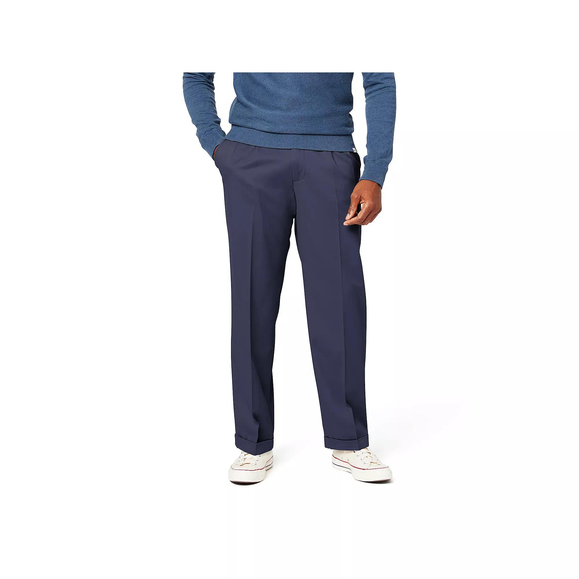 Mens Dockers Relaxed Fit Comfort Stretch Pleated Cuffed Khaki Pants Dockers Blue Product Image