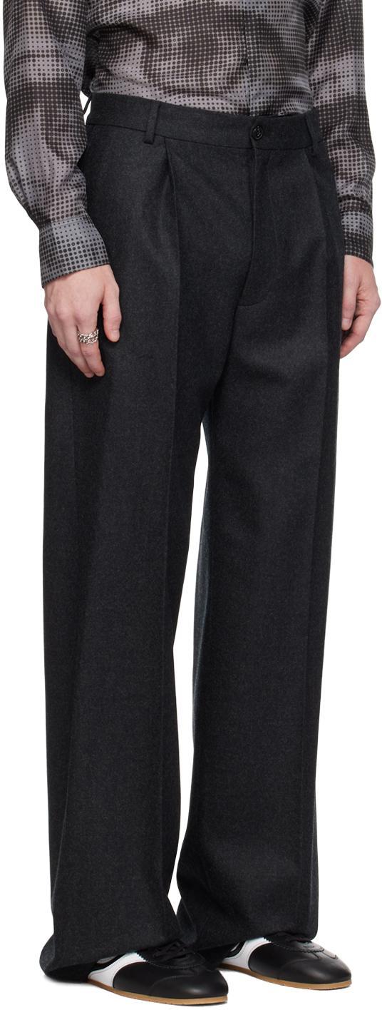 DRIES VAN NOTEN Gray Pleat Trousers In 901 Anthracite Product Image