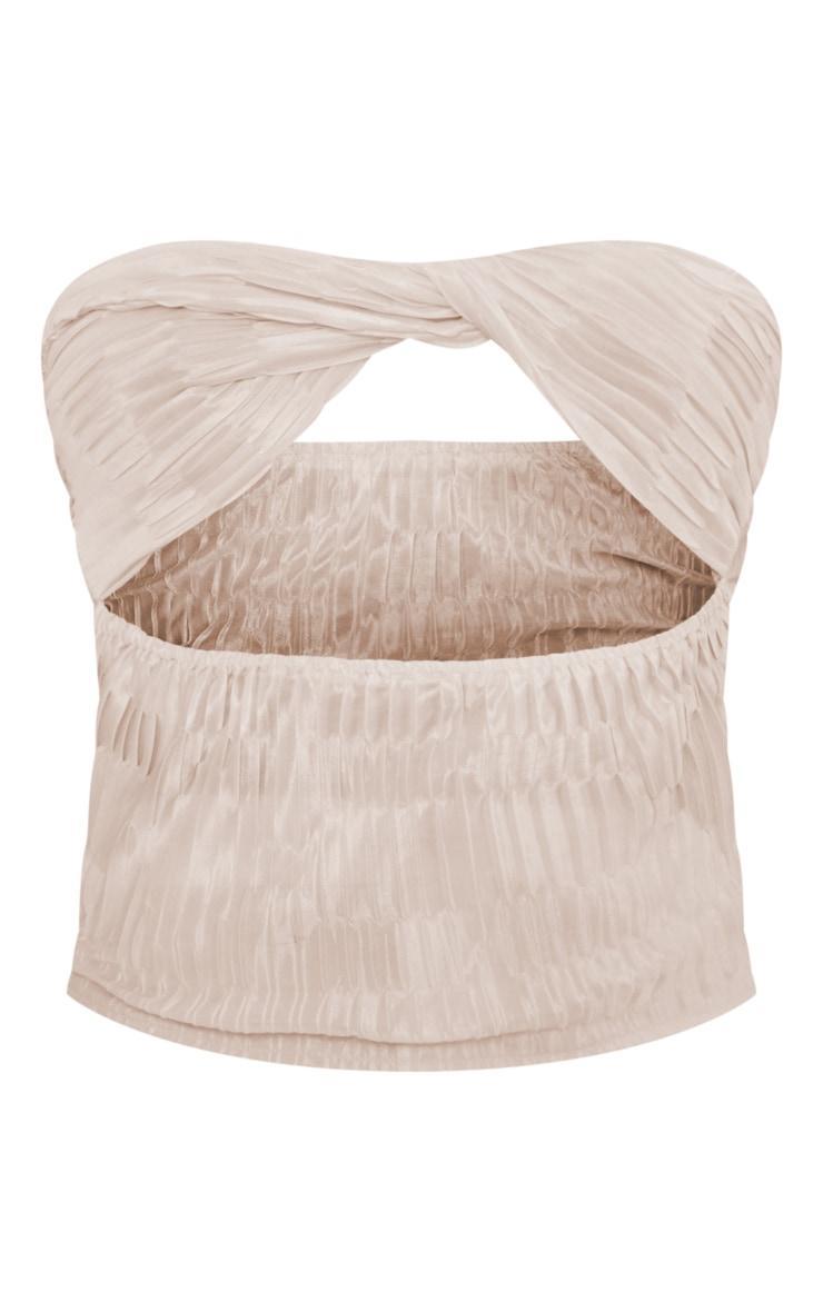 Tall Cream Satin Textured Bandeau Crop Top Product Image