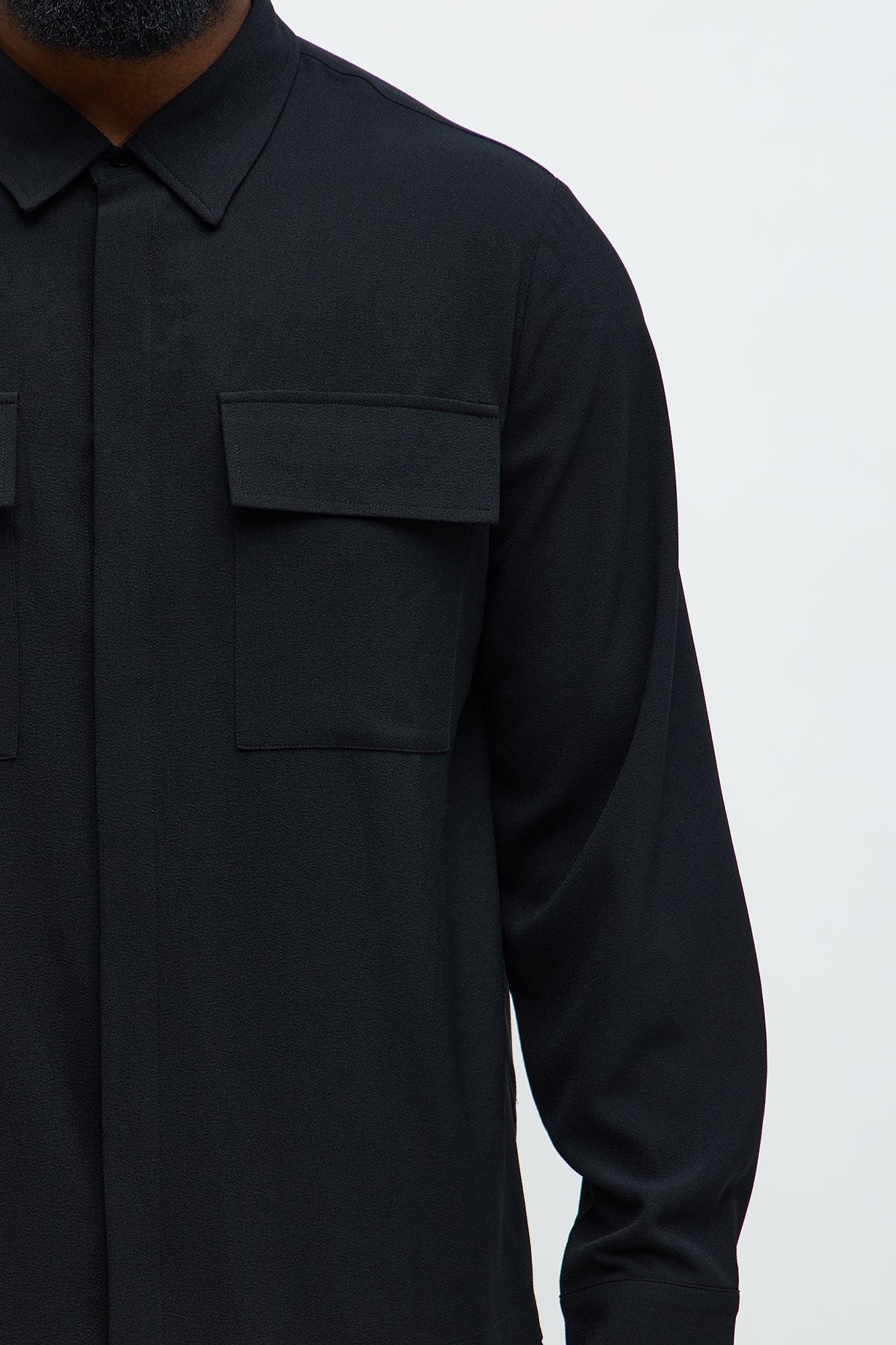Golden Hour Long Sleeve Button Up Shirt - Black Product Image