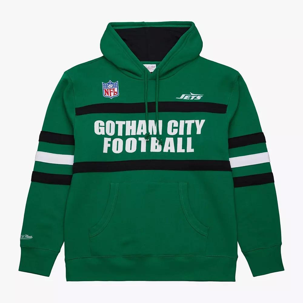 Men's  Kelly Green New York Jets Vintage Logo Head Coach Fleece Pullover Hoodie, Size: XL Product Image