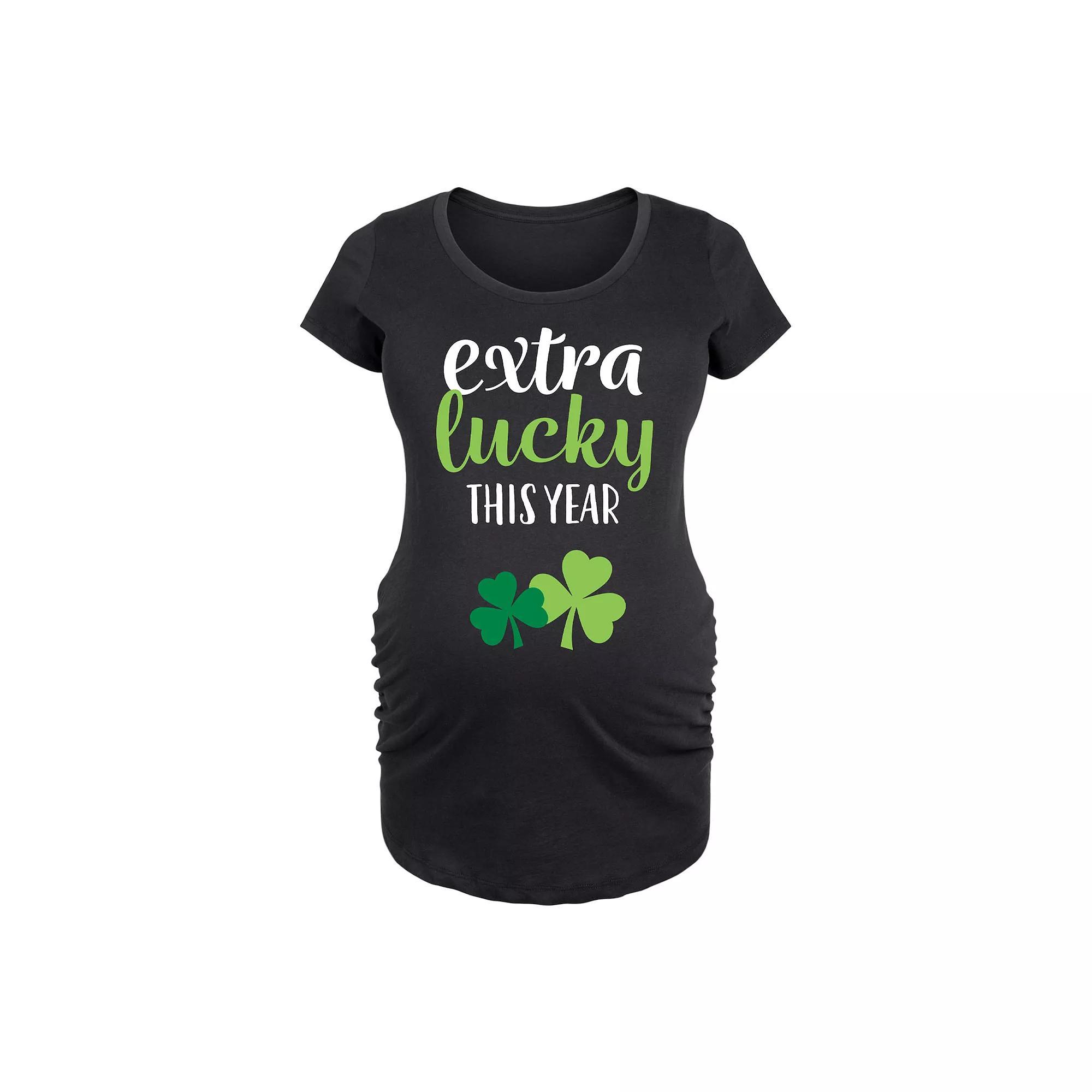 Maternity Extra Lucky This Year Shamrocks Graphic Tee, Women's, Size: XXL-MAT, Blue Product Image