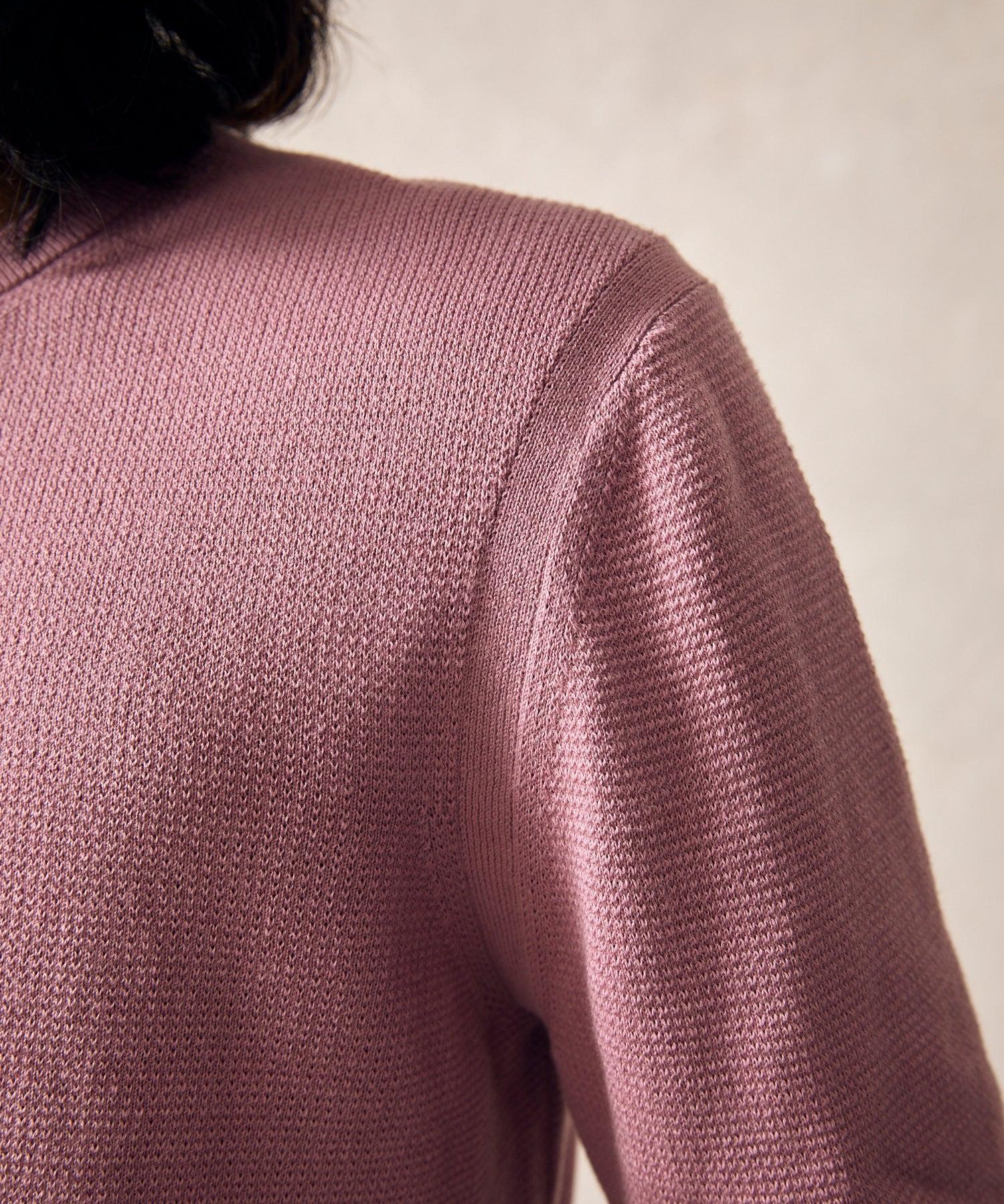 Cotton Silk Pique Crew in Mauve Product Image