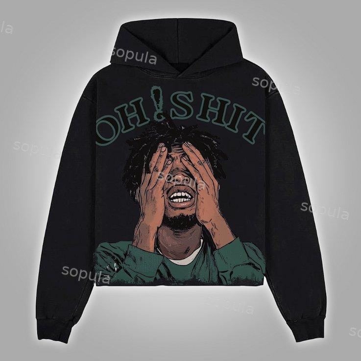 Sopula Vintage 'oh Shit' Portrait Graphic Casual Pocketless Hoodie Product Image