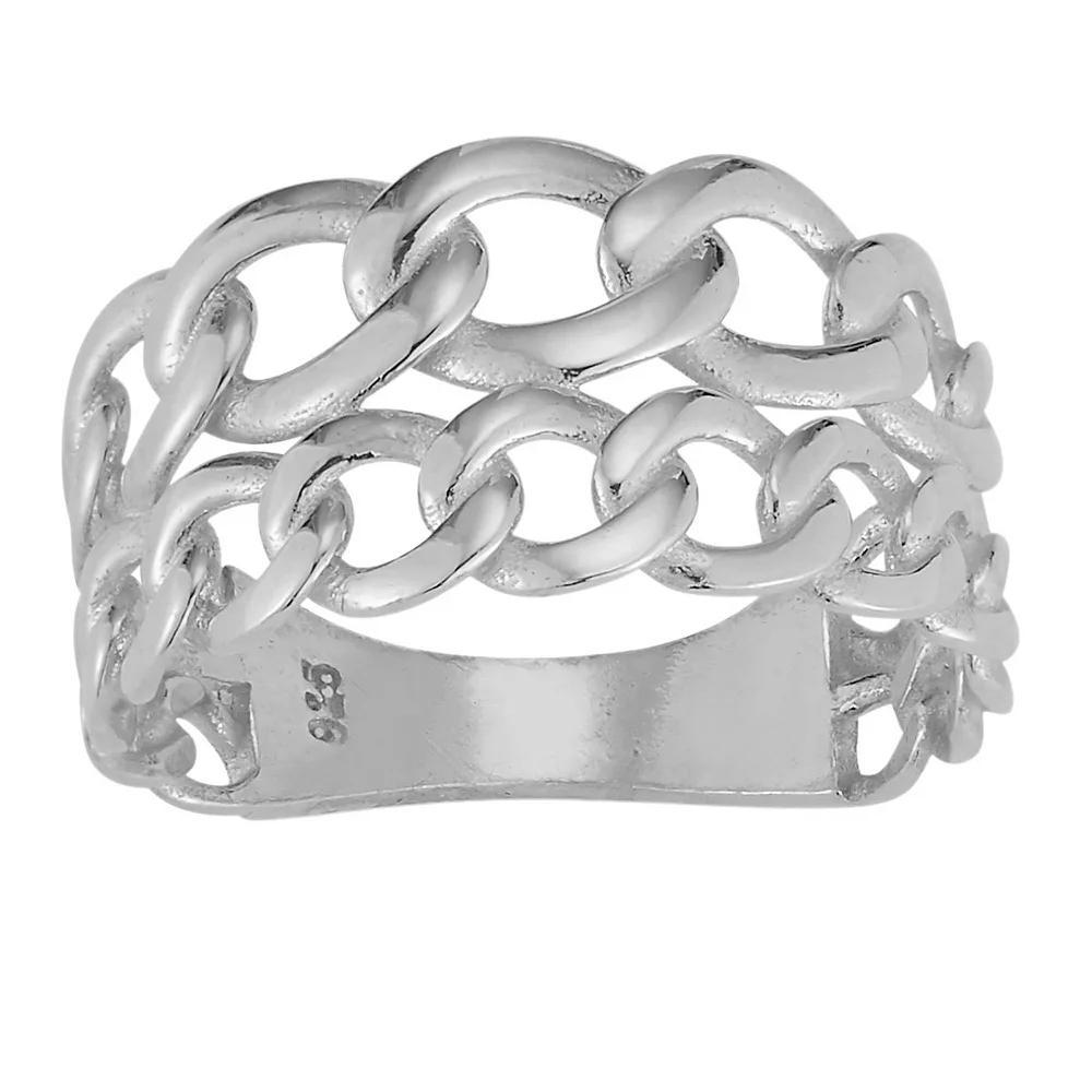 Sunkissed Sterling Double Stack Curb Chain Ring, Women's, Size: 6, Silver Tone Product Image