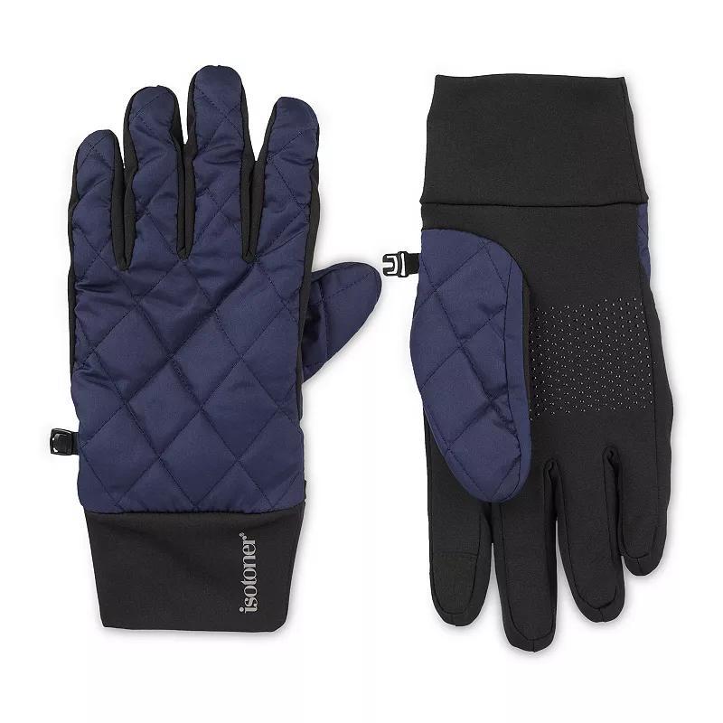Men's isotoner Diamond Quilted Water-Repellent Touchscreen Gloves, Size: Large, Navy Blue Product Image