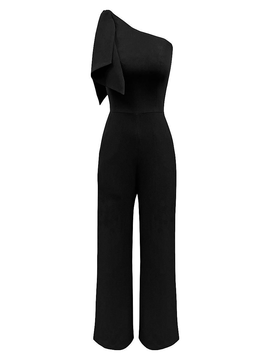 Womens Tiffany Asymmetric Stretch Crepe Wide-Leg Jumpsuit Product Image