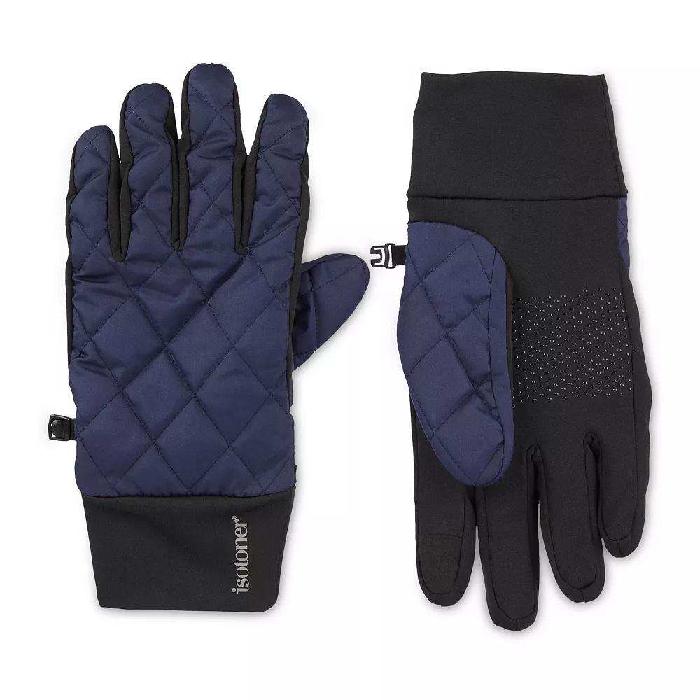 Men's isotoner Diamond Quilted Water-Repellent Touchscreen Gloves, Size: Large, Navy Blue Product Image