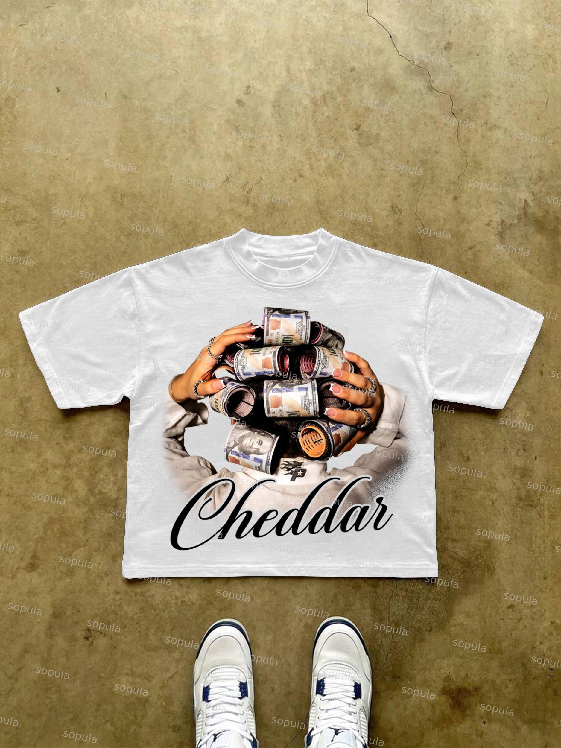 Cheddar' Street Money Big Head Character Graphic Cropped T-shirt Product Image