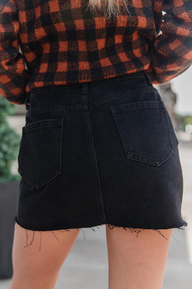 Point The Way Black Raw Hem Denim Skirt FINAL SALE Product Image