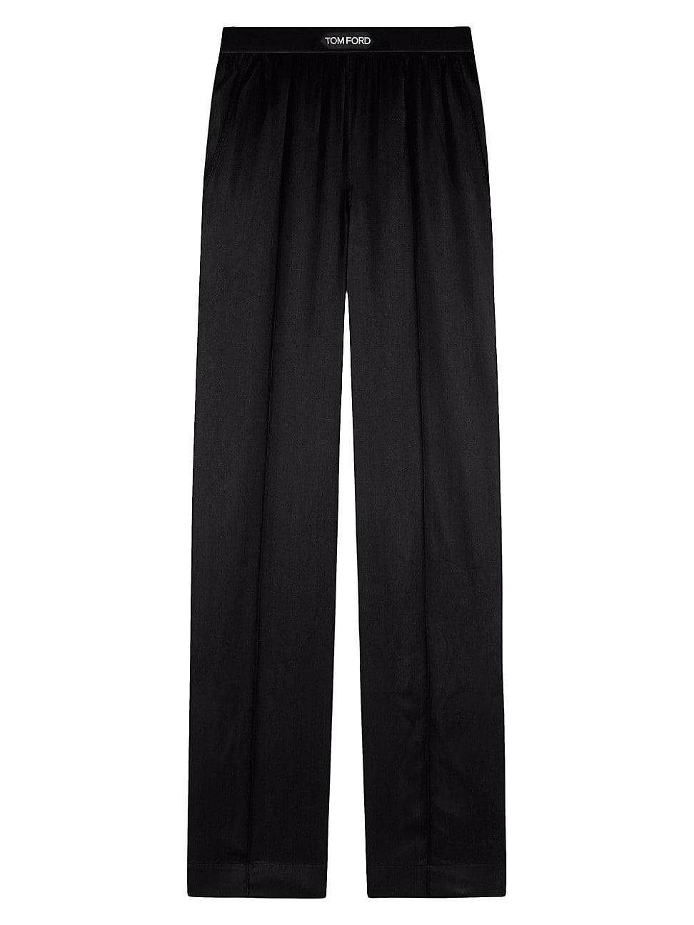 Womens Silk-Blend Logo Pants Product Image
