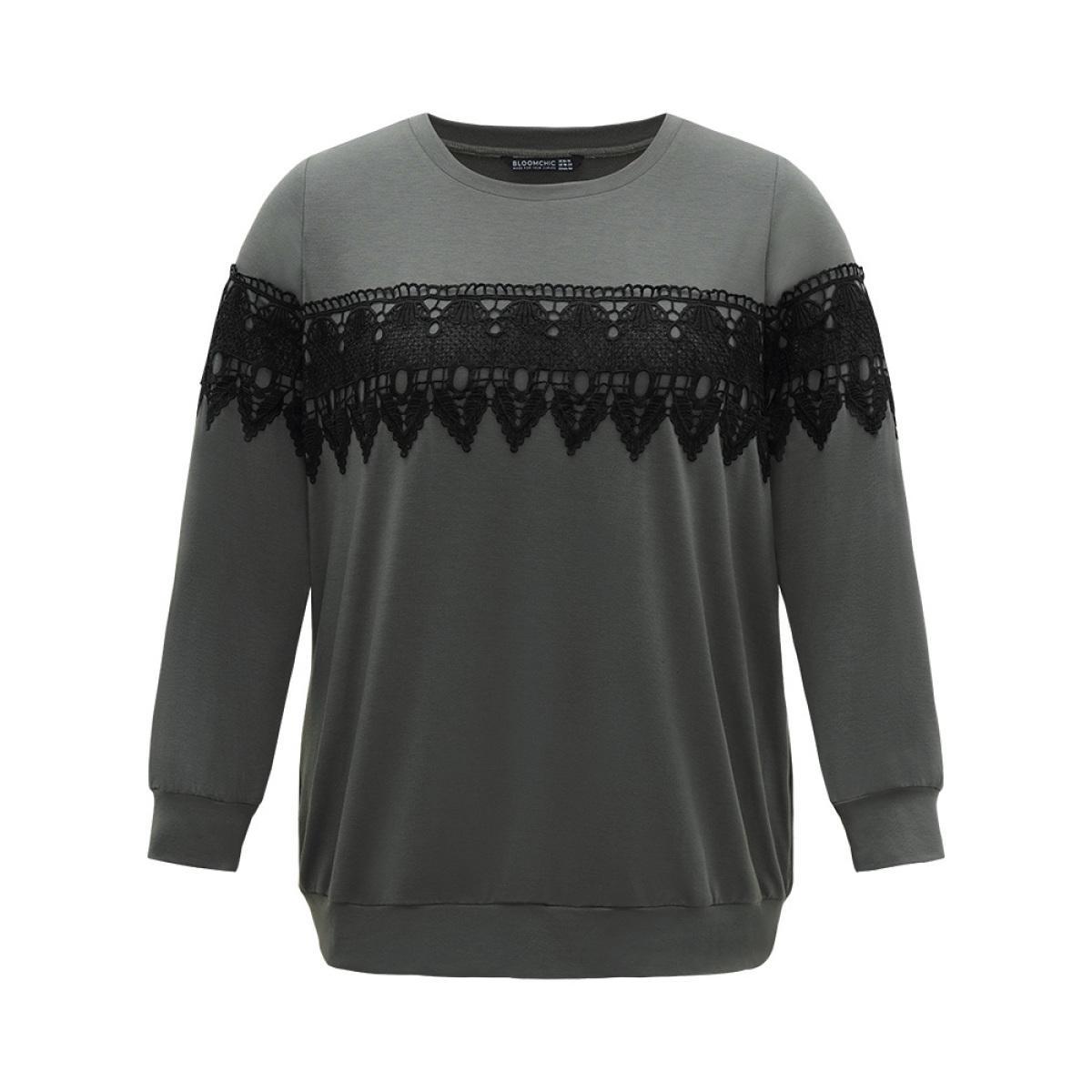 Plus Size Solid Pleated Detail Elastic Cuffs Sweatshirt Women Rust Casual Elastic cuffs Round Neck Dailywear Sweatshirts BloomChic 10/M Product Image