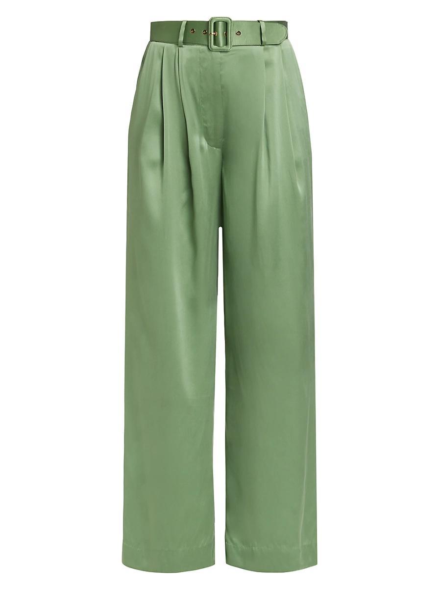 Womens Tuck Wide-Leg Silk Pants Product Image