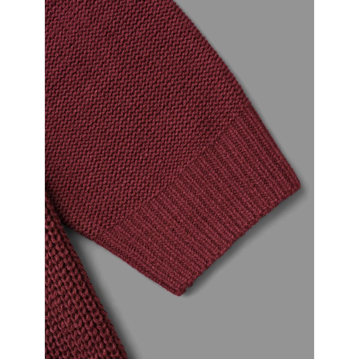 Plus Size Cable Knit Raglan Sleeve Midi Sweater Dress Burgundy Women Casual Bodycon Long Sleeve Everyday Sweater Dresses BloomChic 28/5X Product Image