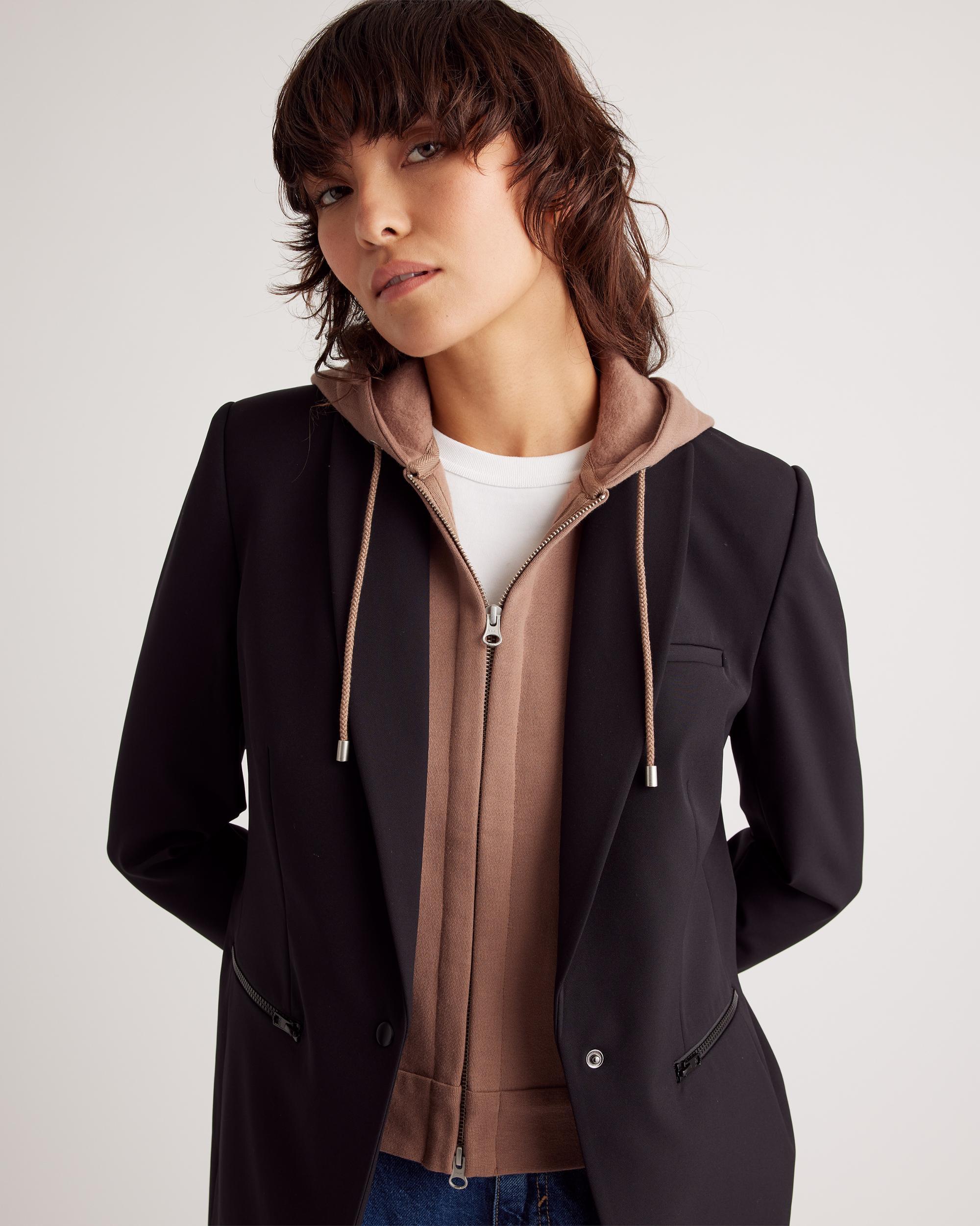 Quince | Women's Organic Heavyweight Fleece Hoodie Blazer Insert Size Large/XL, Organic Cotton Product Image
