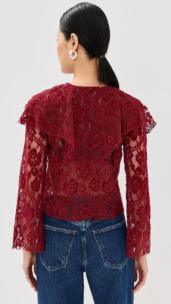 ALOHAS Tolpa Velvet Lace Wine Blouse | Shopbop Product Image