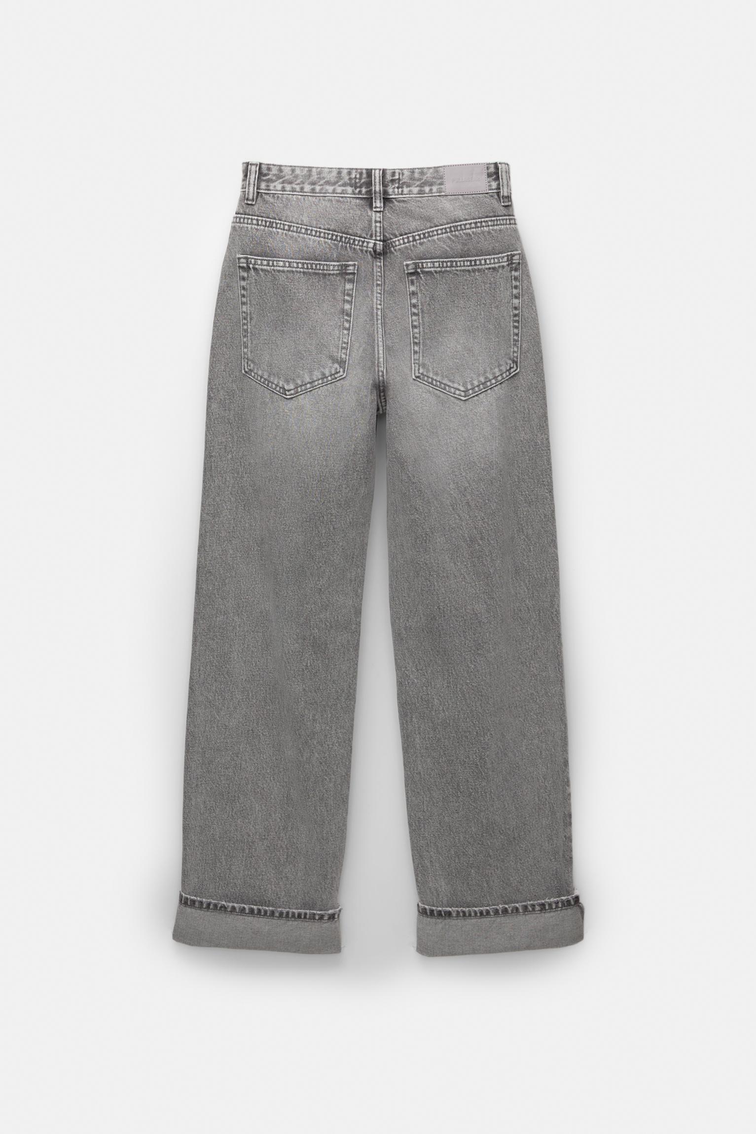 Straight-leg baggy jeans with turn-up hems Product Image