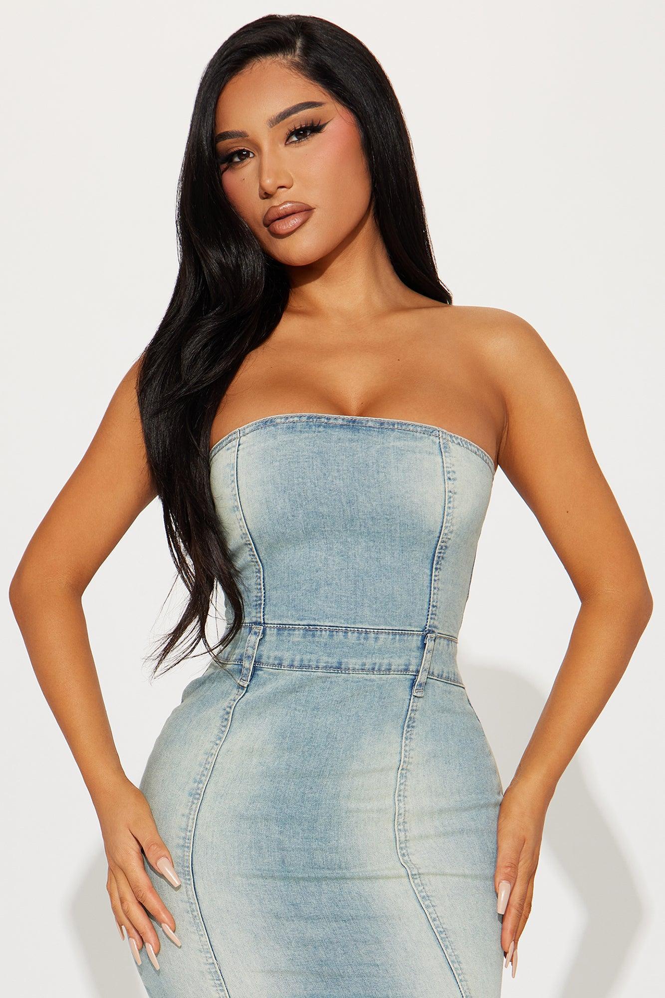 Kaia Denim Maxi Dress - Light Blue Wash Product Image