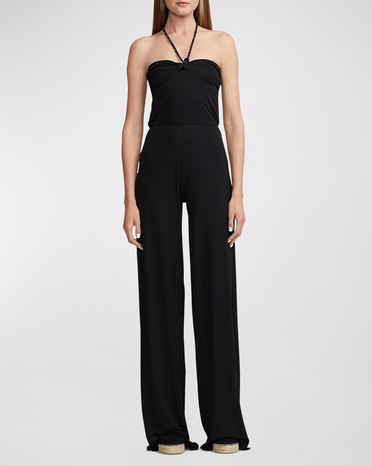 Womens Stretch Jersey Wide-Leg Jumpsuit Product Image