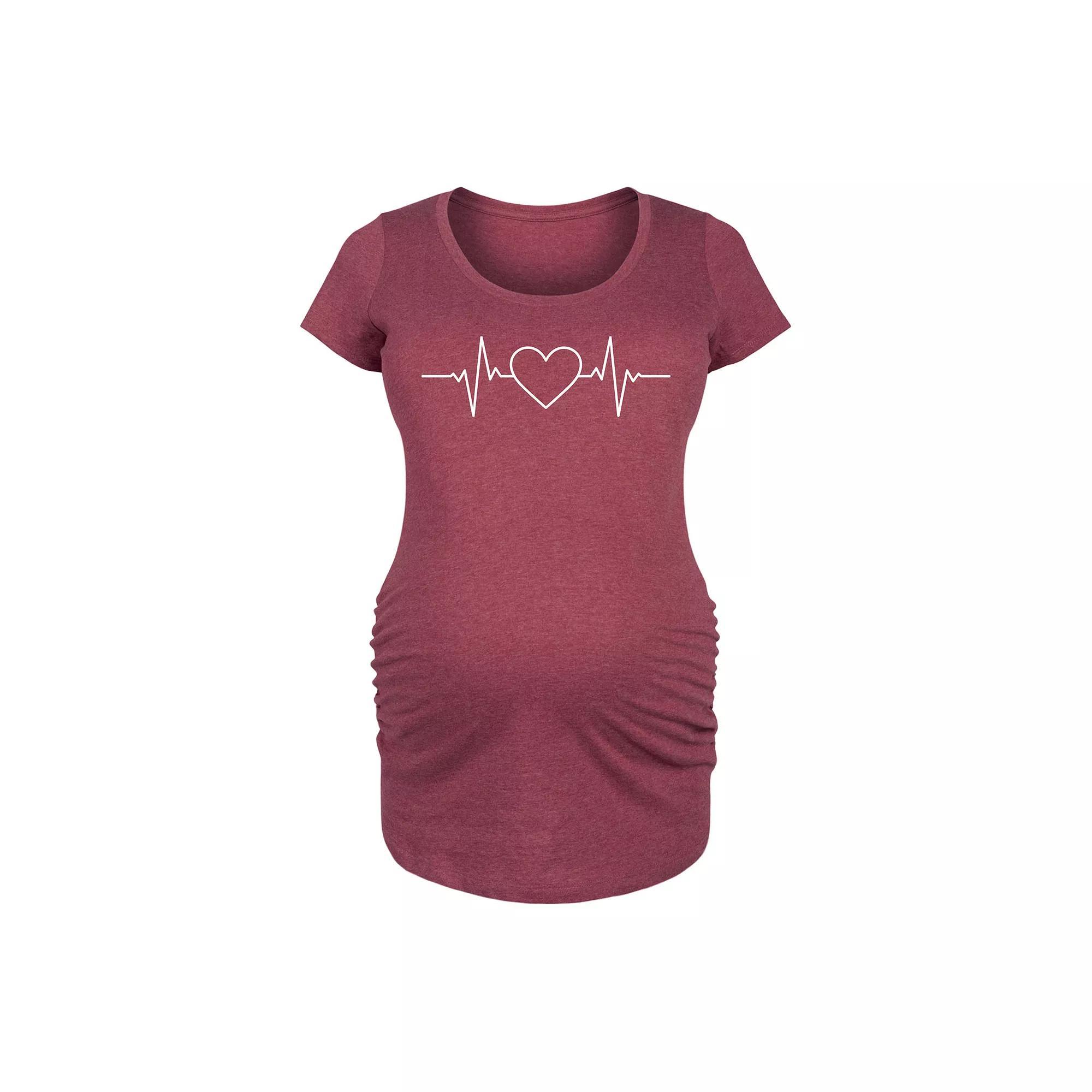Maternity Heart EKG Graphic Tee, Womens Grey Dark Red Product Image
