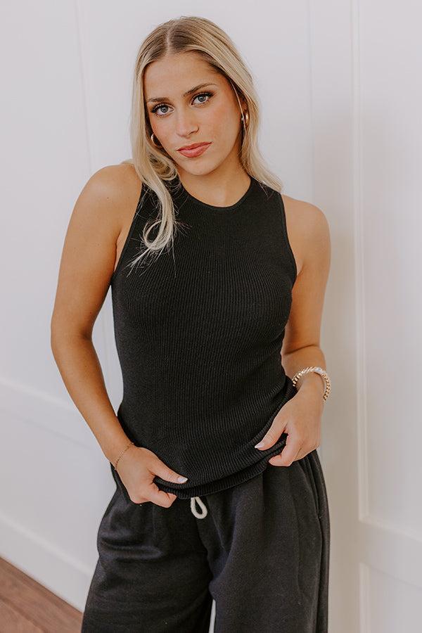 Uptown Night Out Knit Top in Black Product Image