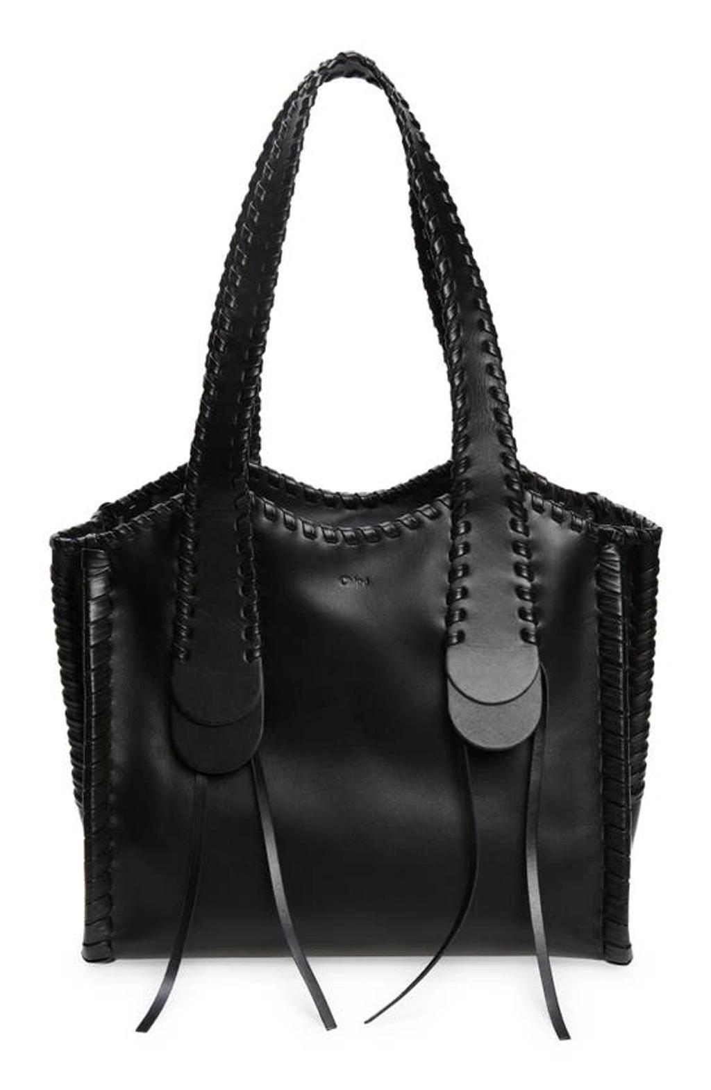 CHLOÉ Mony Whipstitch Calfskin Shoulder Bag In Black Product Image