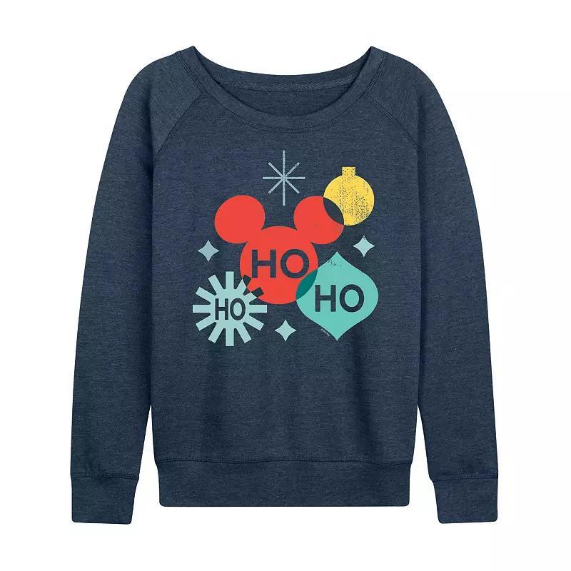 Disney's Mickey Mouse Women's Holiday Shapes French Terry Long Sleeve Tee, Size: Large, Grey Indigo Product Image