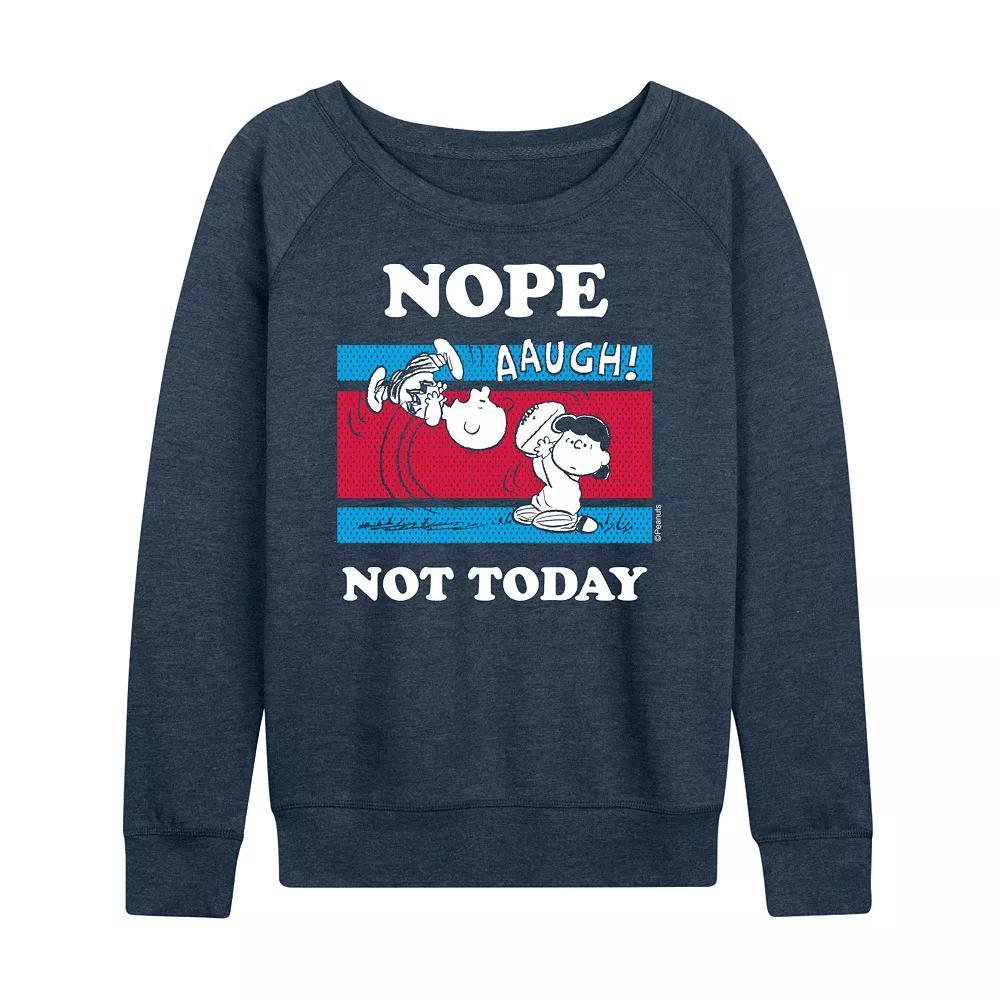Women's Peanuts Nope Not Today French Terry Long Sleeve Tee, Girl's, Size: XXL, Grey Indigo Product Image