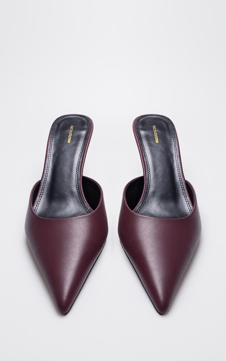Burgundy PU Point Toe Mid Heeled Mules Product Image