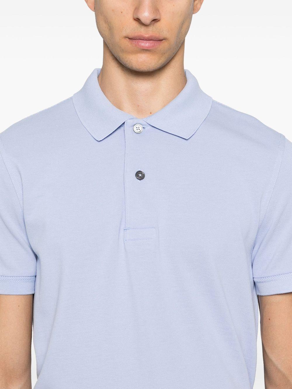 TOM FORD Light Blue Tennis Polo Shirt With Short Sleeves In Cotton Man Product Image