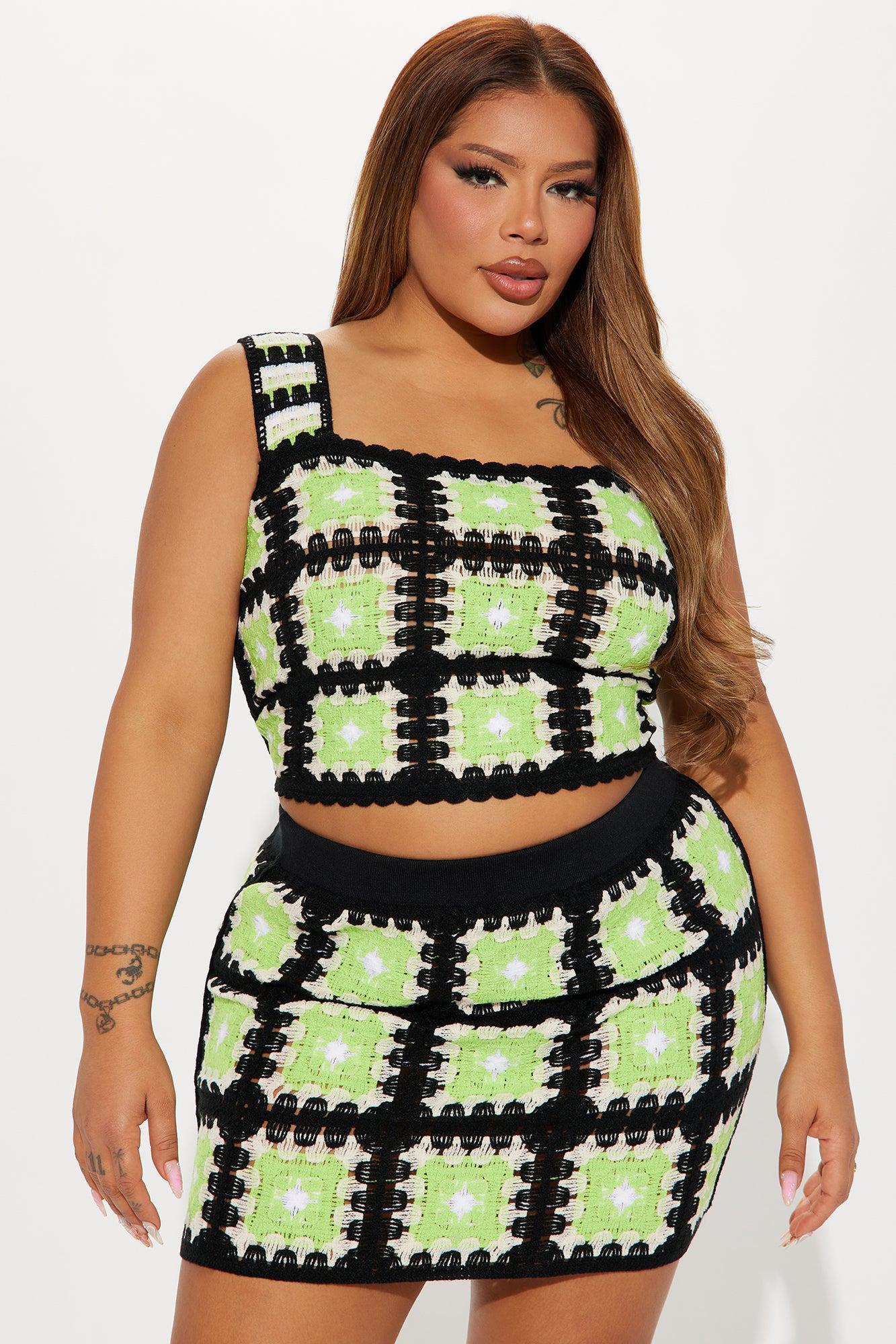 Corina Crochet Skirt Set - Black/combo Product Image