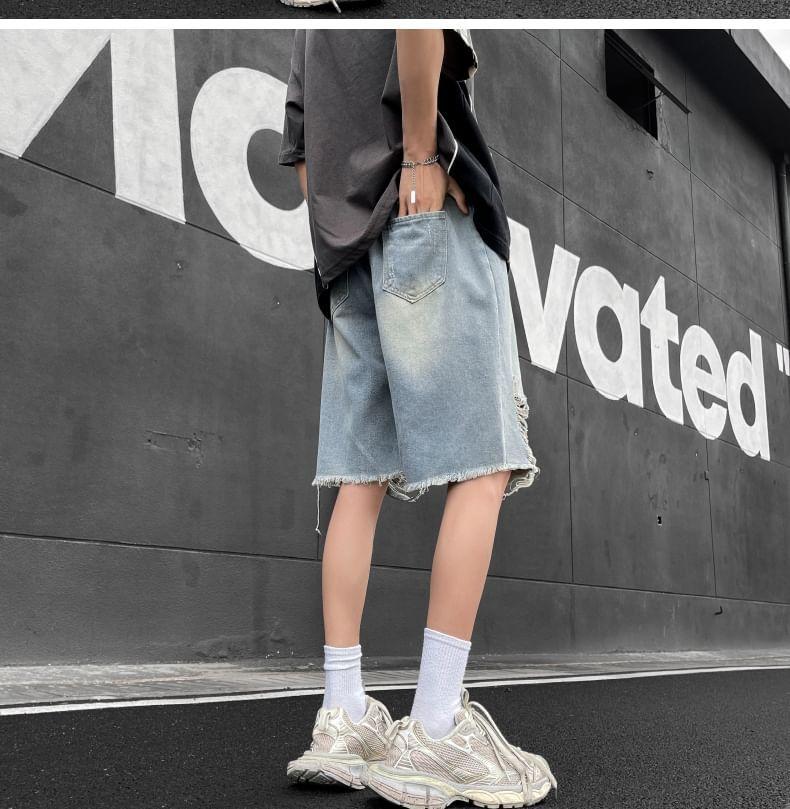 Mid Rise Washed Denim  Shorts Product Image
