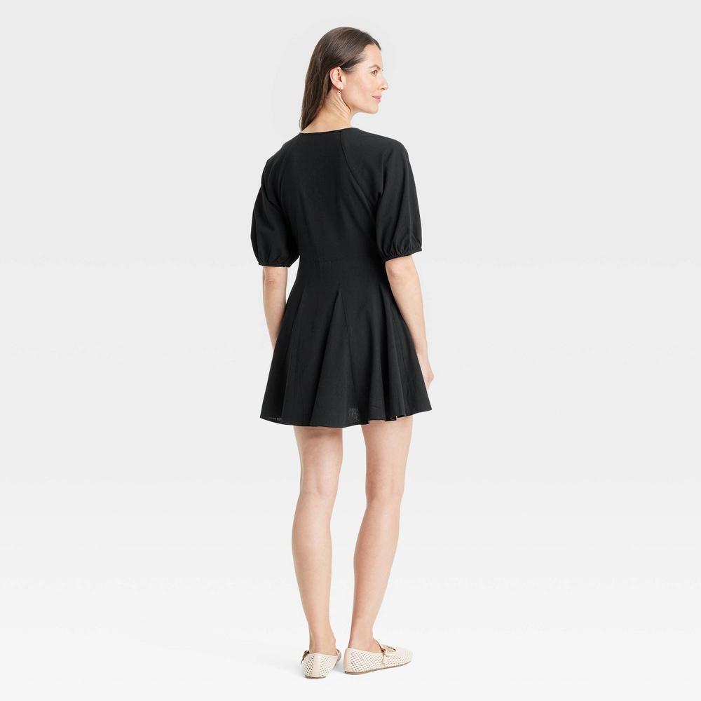 Womens Bell Elbow Sleeve Mini A-Line Dress - Universal Thread Black XL Product Image