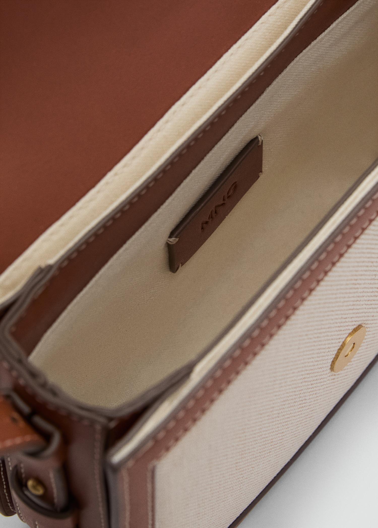 Contrasting canvas shoulder bag - Women | MANGO USA Product Image