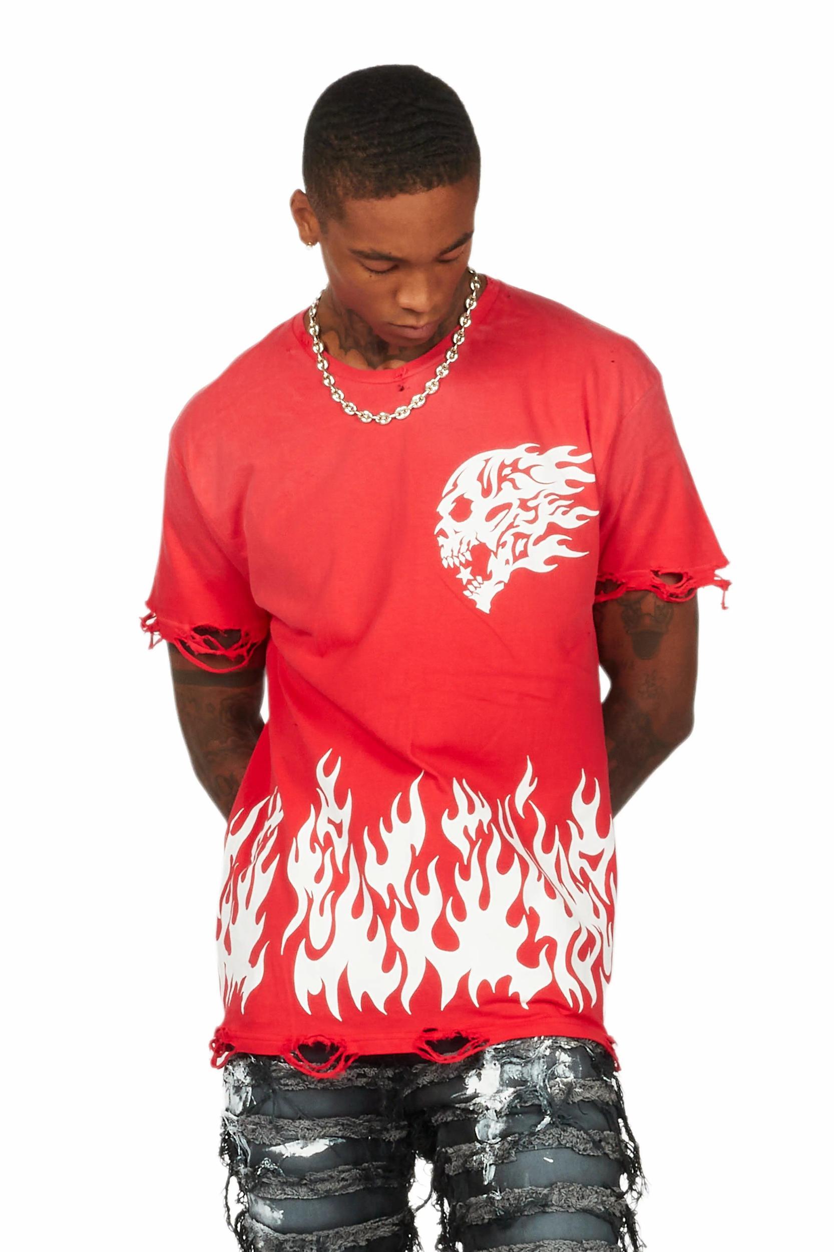 Bubble Red Oversized Graphic T-Shirt Male Product Image