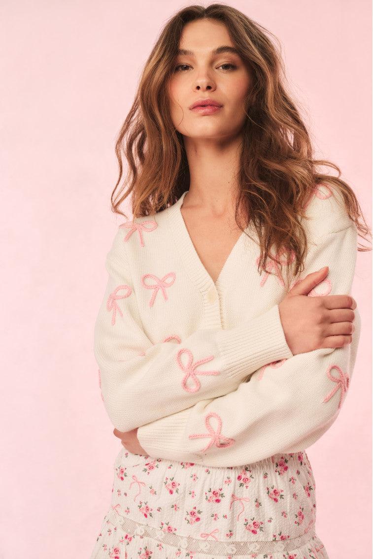 Francette Cropped Bow Cardigan Product Image
