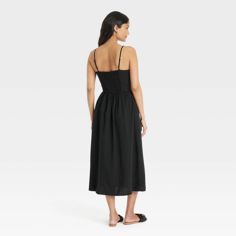 Womens Corset Midi A-Line Dress - Universal Thread Black XS: Cotton Rayon Blend, Backless, Spaghetti Straps Product Image