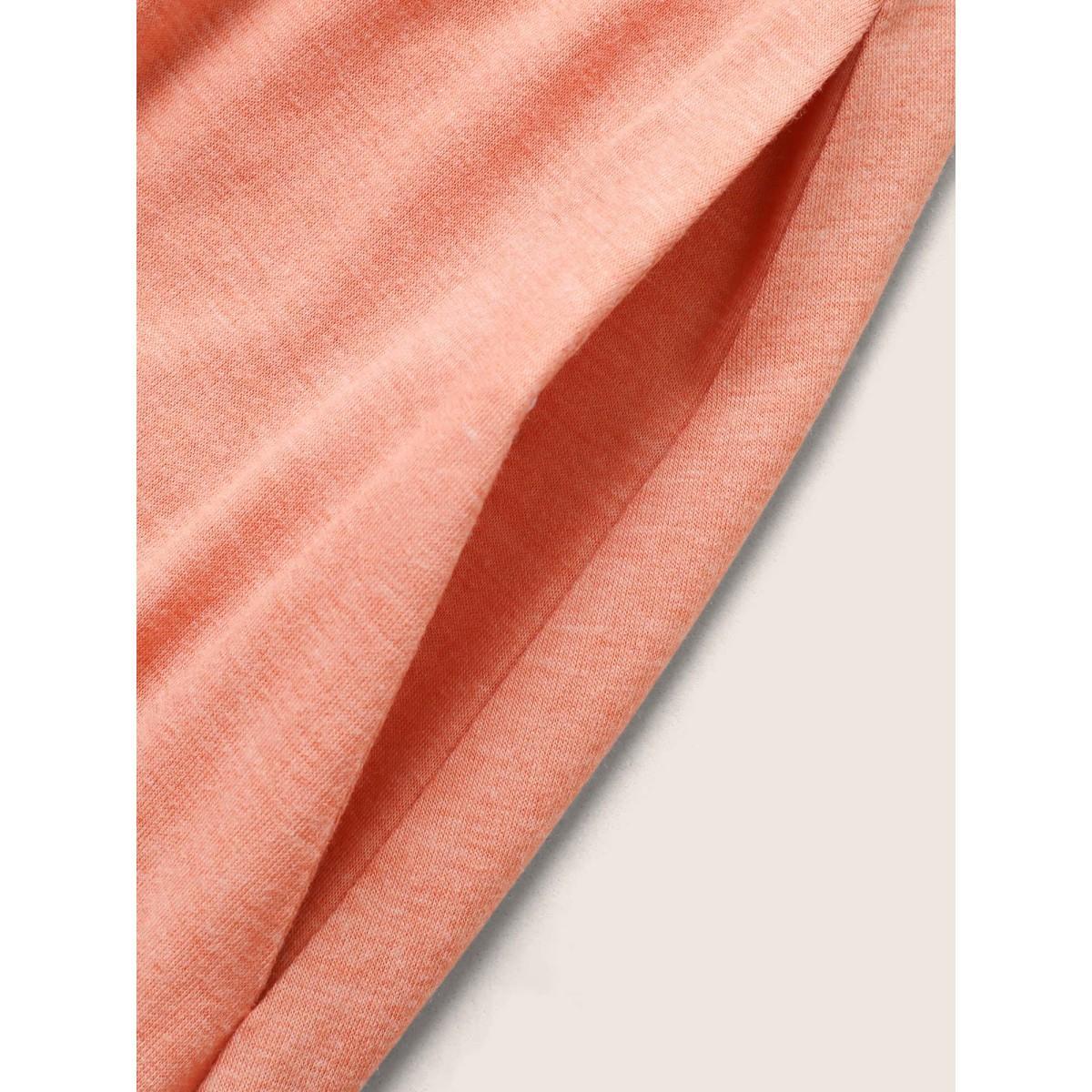 Plus Size Plain Gathered Elastic Waist Midi Cami Dress Coral Women Casual Gathered Non Sleeveless Curvy BloomChic 12/L Product Image
