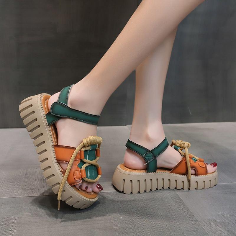 Platform Color Block Sandals Product Image