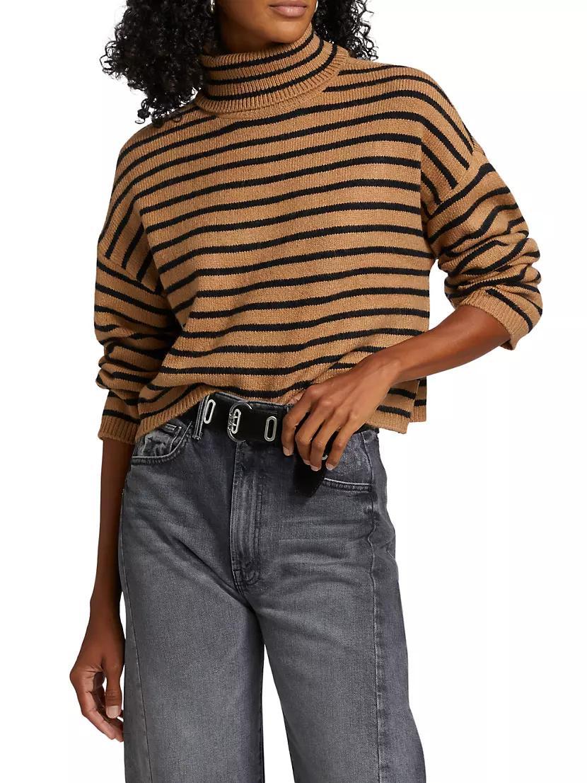 Striped Boxy Turtleneck Sweater Product Image