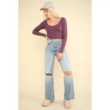 Plum Easy Comfy Casual Fitted Crop Knit Top Female Product Image
