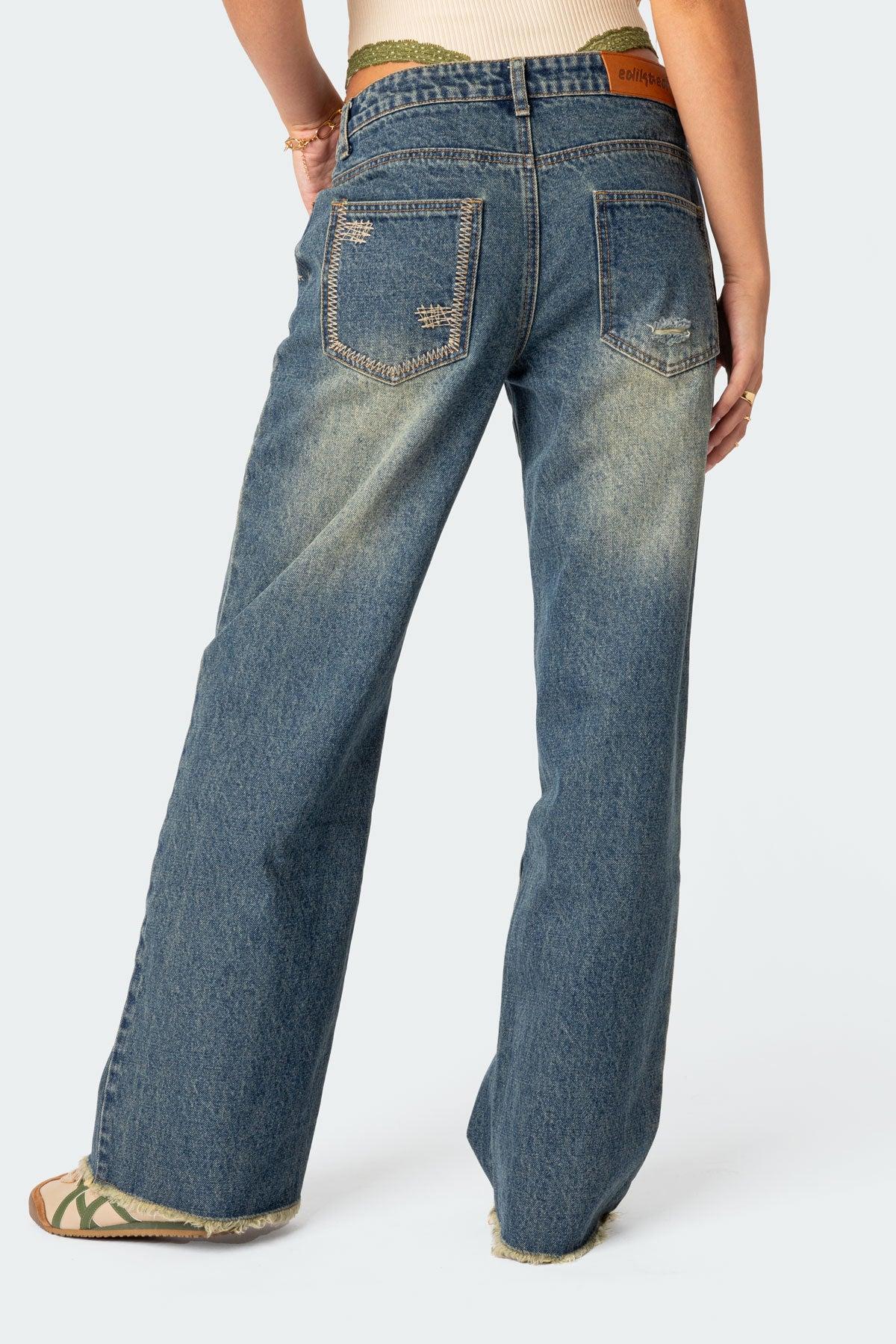 Doll House Low Rise Washed Jeans Product Image