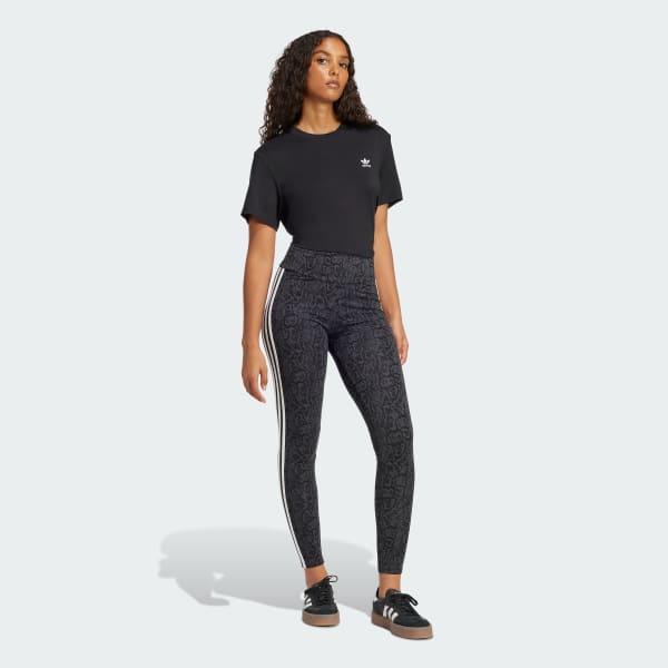 adidas Snakeskin Allover Print Leggings Black 2XS Womens Product Image