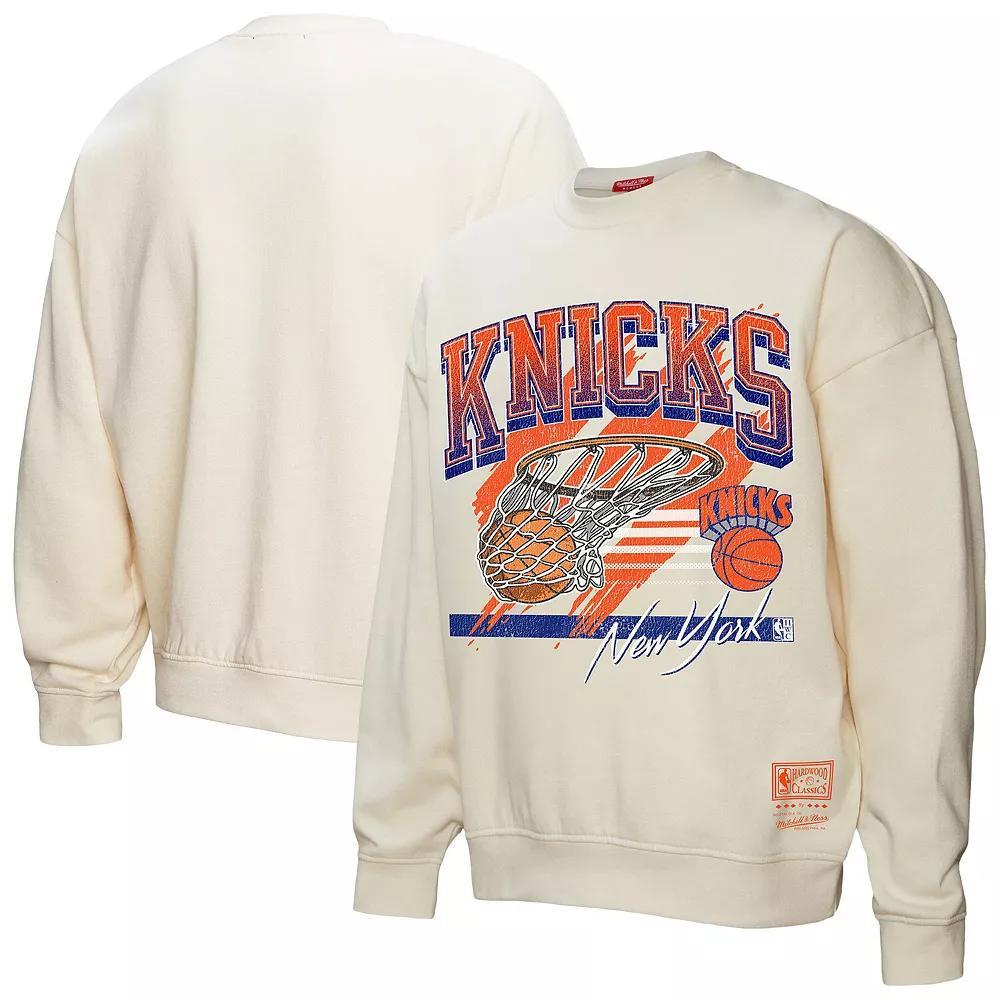 Women's Mitchell & Ness Cream New York Knicks Brush Bucket Pullover Sweatshirt, Size: Small, Beige Product Image